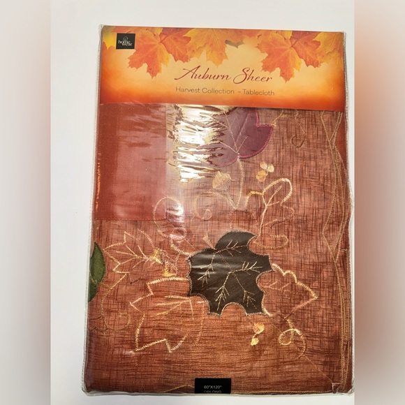 Auburn Sheer “ Spice” Harvest Collection Oblong Tablecloth Fall Thanksgiving - Picture 5 of 5